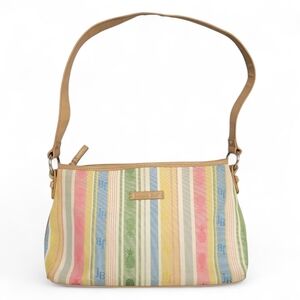 Jamaica Bay Pastel Striped Pineapple Shoulder Bag Purse, 12x7x4 Inches